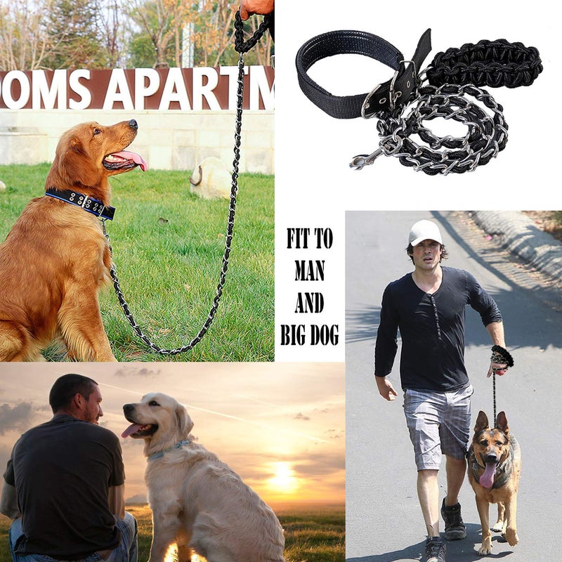 AncBace Dog Leash Metal Leashes Chain Rope with Pet Collar Training Walking Leads Heavy Duty Anti Bite 360 Hook for Medium and Large Dogs (Large) - Image 4